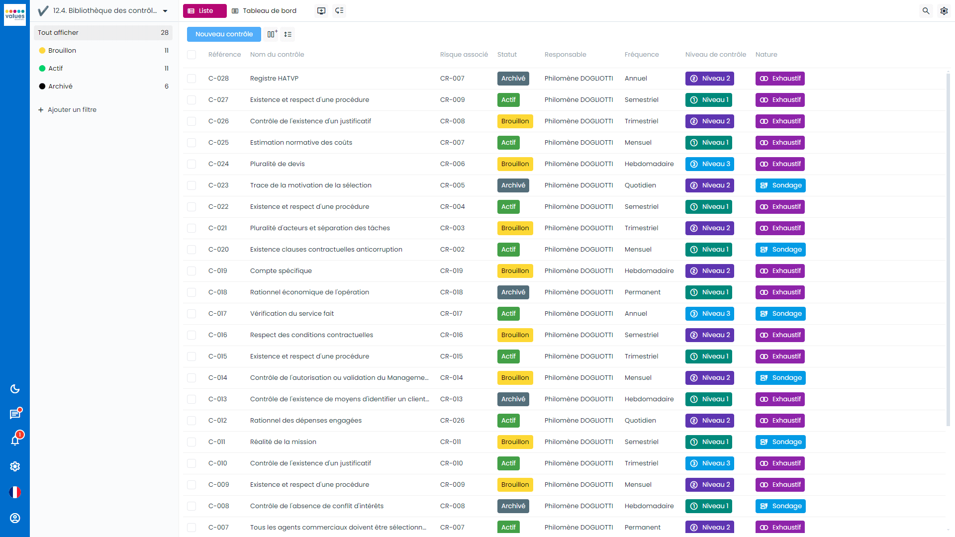 Logiciel de contrôle interne