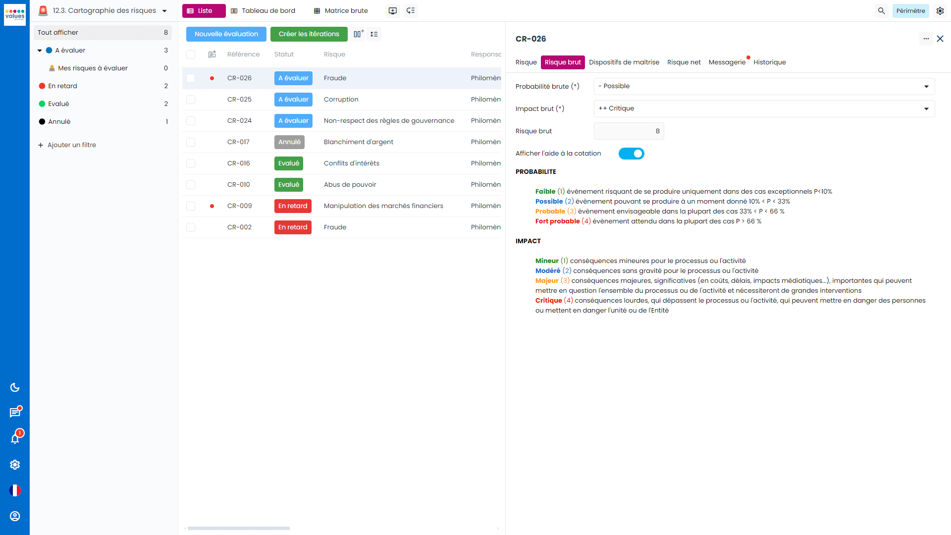 Risk mapping software - Risk scoring